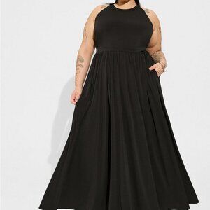 TORRID GOTH BOHO BLACK MAXI STUDIO KNIT HALTER DRESS 2 2X XXL 18 20